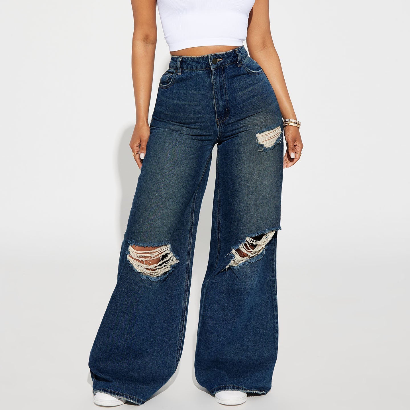 Women's Premium High Waist Wide Leg Street Style Jeans - LAKD London