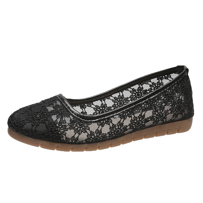 Women's Lace Mesh Hollow Round Toe Mom Shoes Casual Comfort - LAKD London