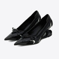 Women's Premium Retro Racing Evening Heels Pointed Bow Detail - LAKD London