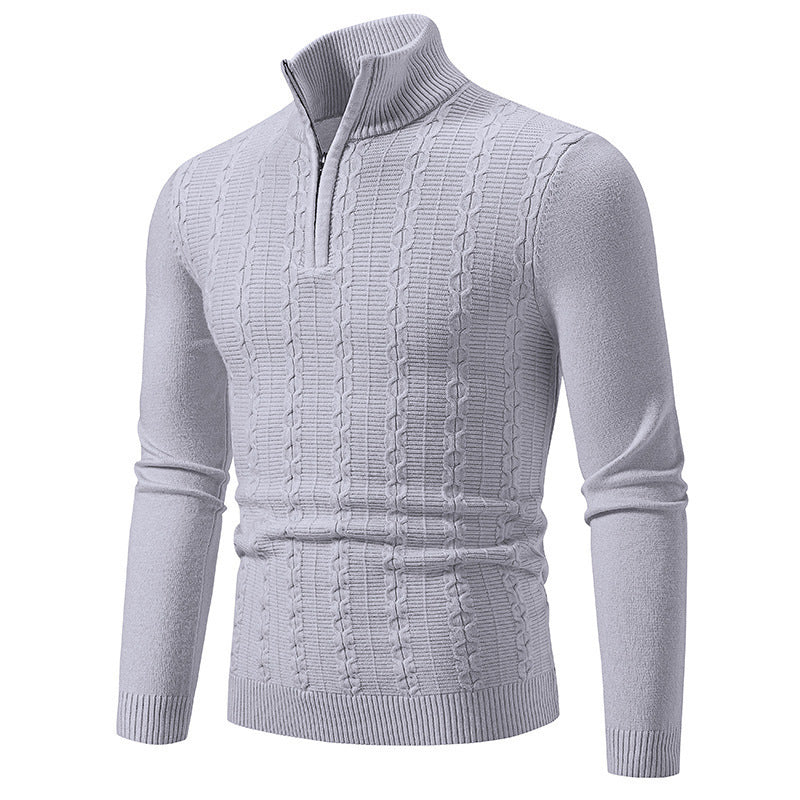 Pull coupe ajustée maille col montant décontracté pour homme