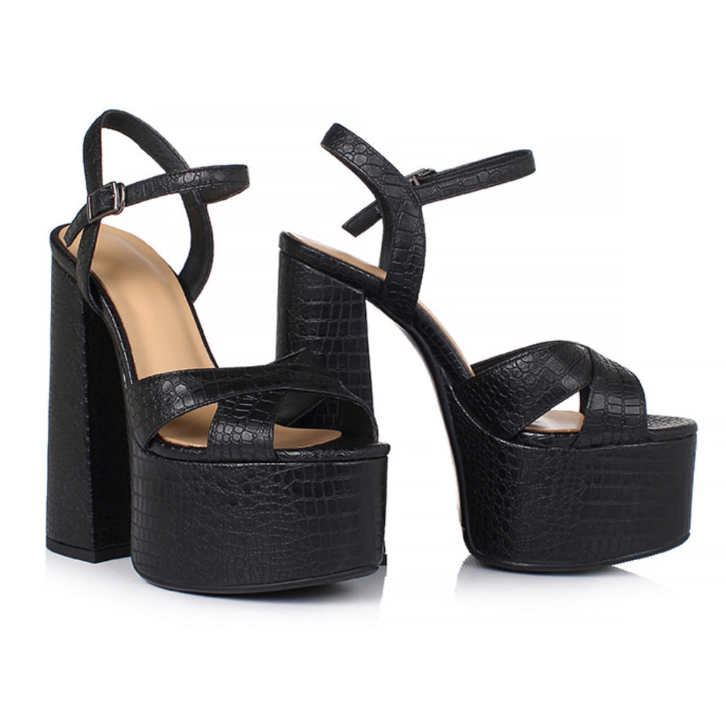 Sandales en cuir plateforme talon épais élégant été pour femme
