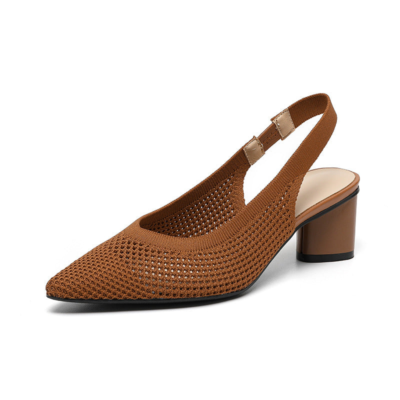 Sandales été ajouré tricoté léger confortable élastique pour femme