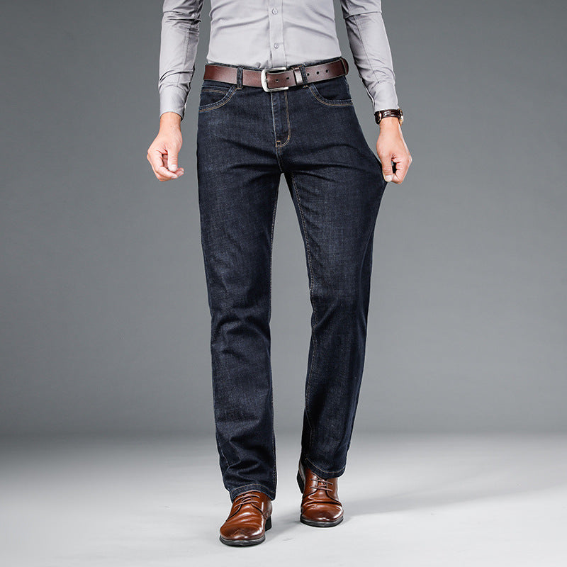 Men's Loose Straight Business Washed Jeans Smart Casual Denim Style - LAKD London