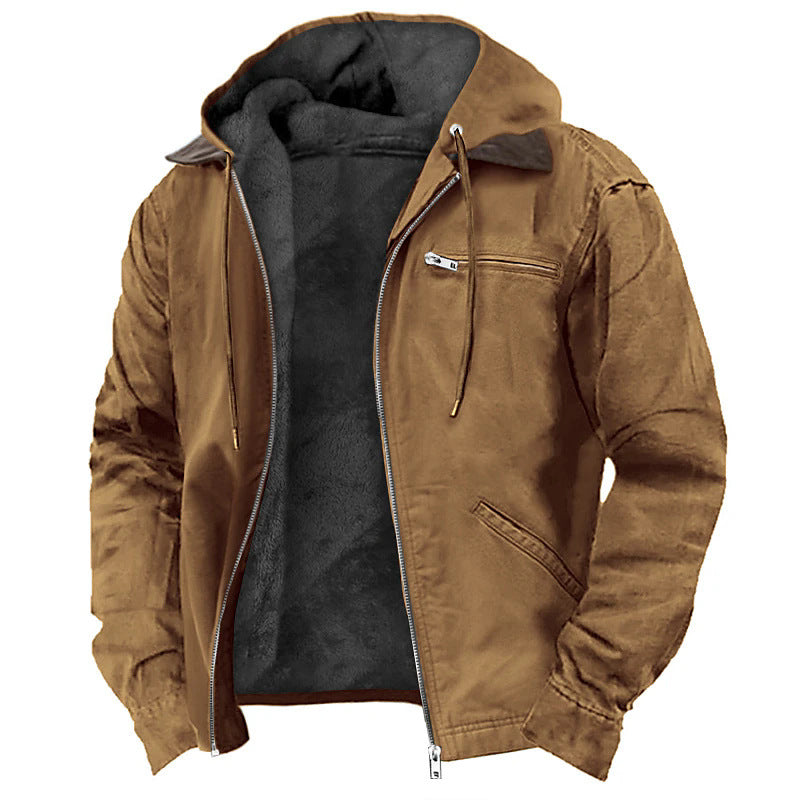 Men's Fleece Hooded Zip Jacket Warm Casual Winter Coat - LAKD London