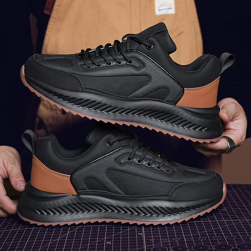 Baskets léger plateforme en cuir décontracté confortable sport pour homme