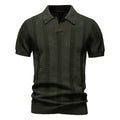 Men's Summer Textured Striped Hollow Short Sleeve Polo Shirt - LAKD London