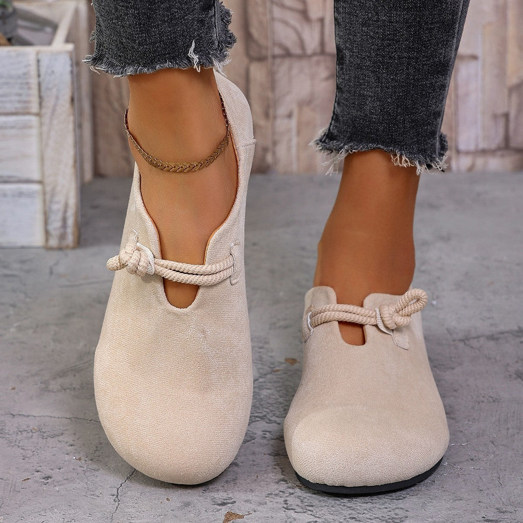 Ballerines confortable rond bout sans lacets couleur unie pour femme