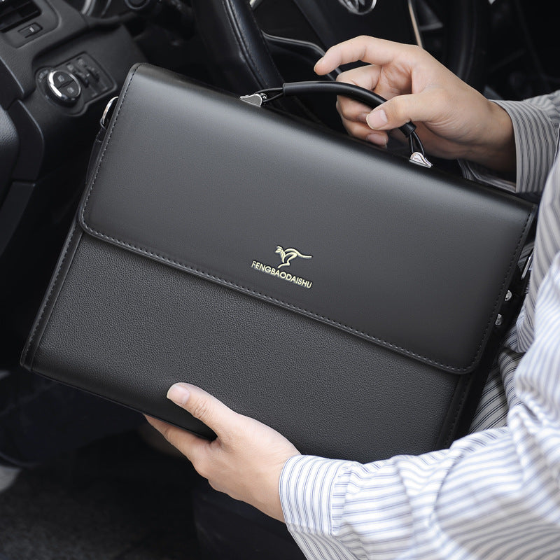 Men's Horizontal Leather Briefcase Professional Business Laptop Work Bag - LAKD London