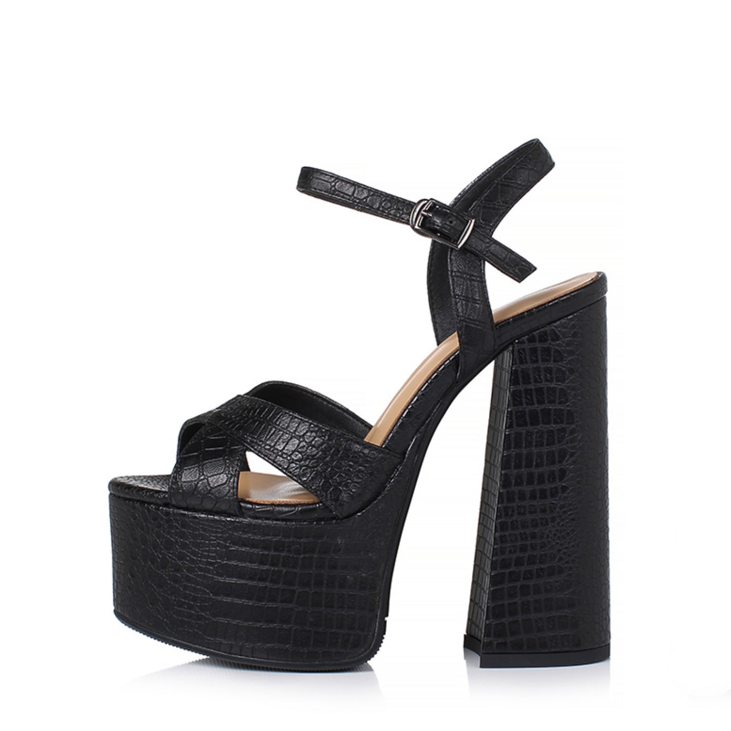 Sandales en cuir plateforme talon épais élégant été pour femme