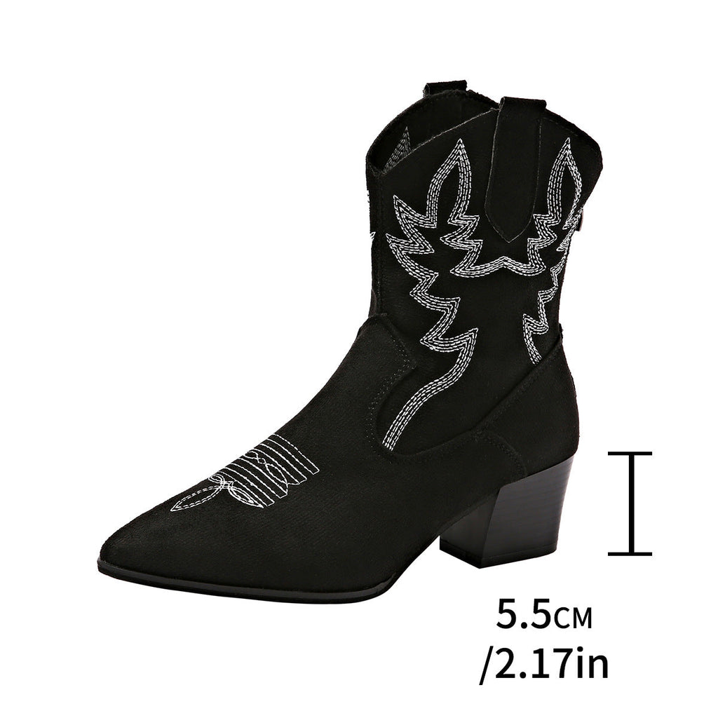 Bottes cowboy bout pointu sans lacets plateforme décontracté grande taille pour femme