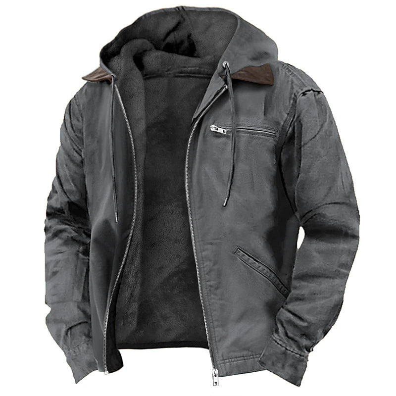Men's Fleece Hooded Zip Jacket Warm Casual Winter Coat - LAKD London