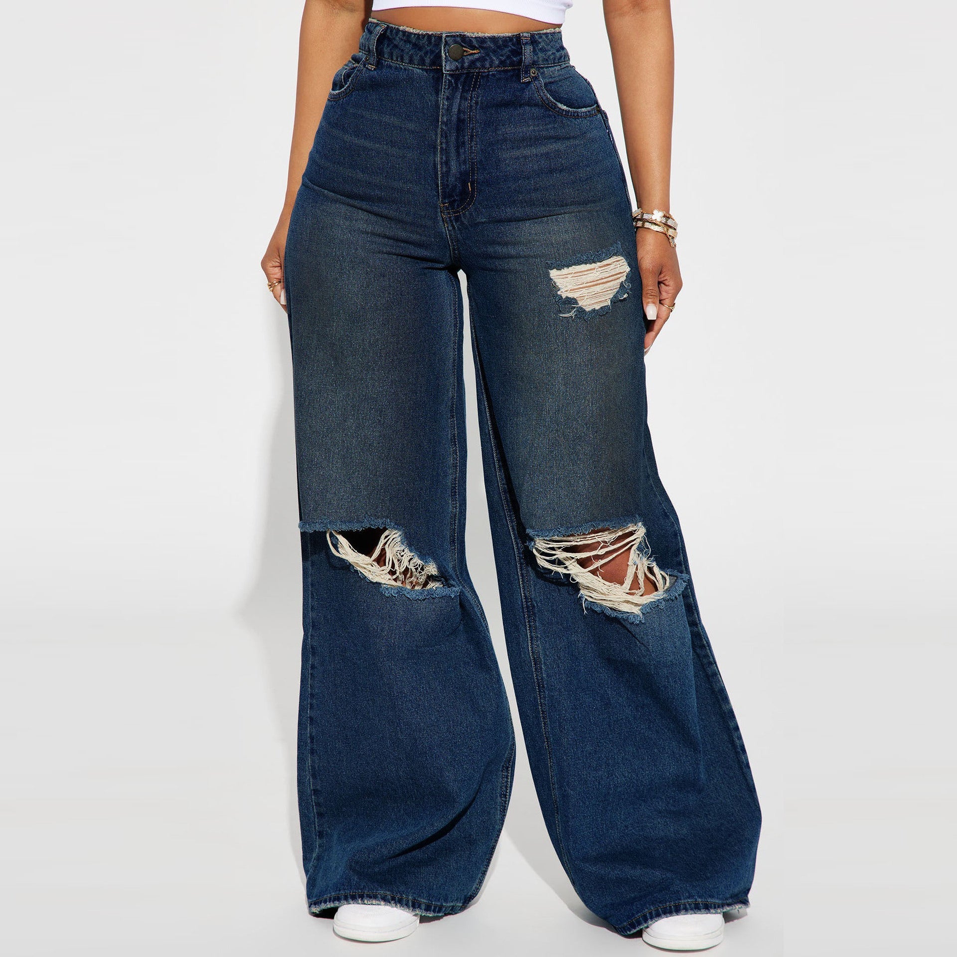 Women's Premium High Waist Wide Leg Street Style Jeans - LAKD London
