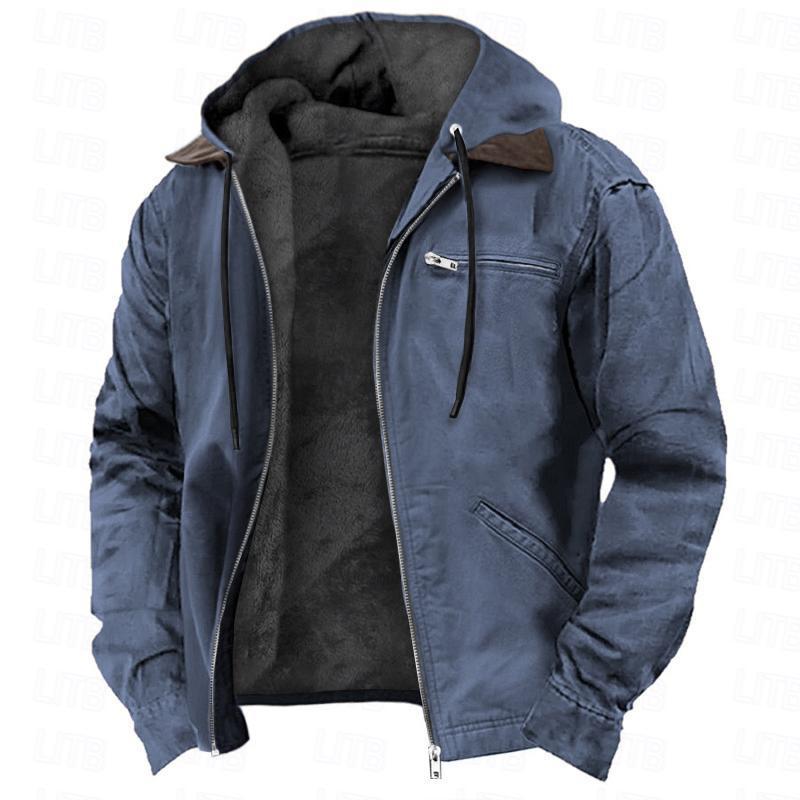 Men's Fleece Hooded Zip Jacket Warm Casual Winter Coat - LAKD London