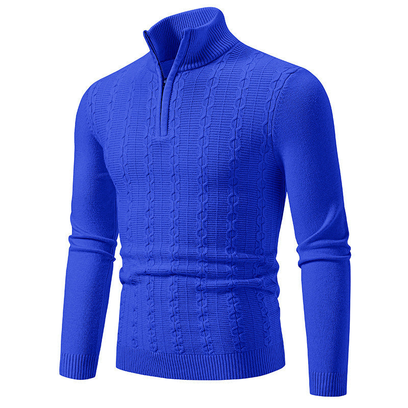 Pull coupe ajustée maille col montant décontracté pour homme
