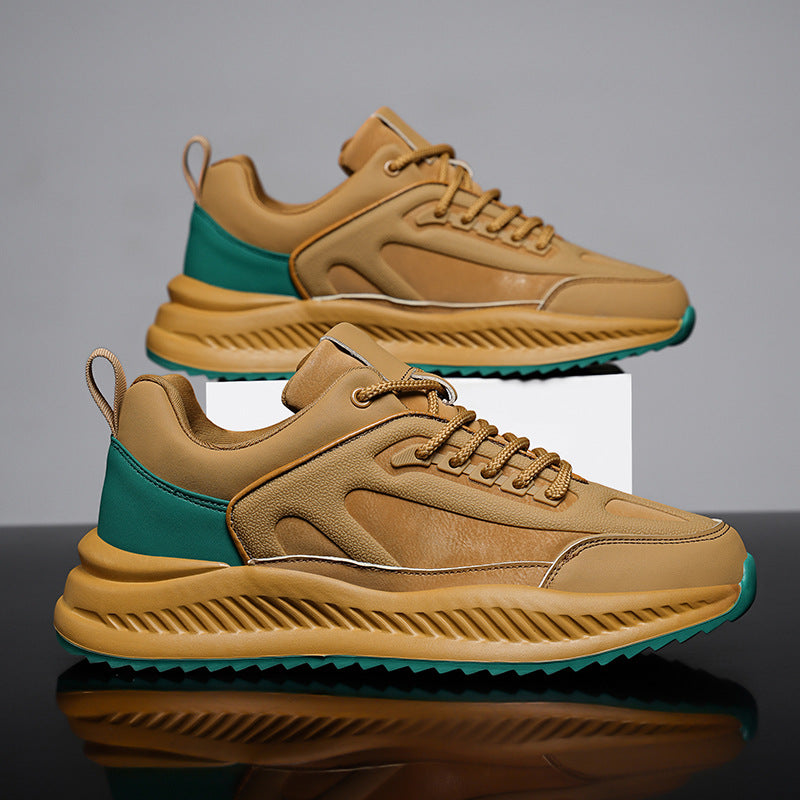 Baskets léger plateforme en cuir décontracté confortable sport pour homme