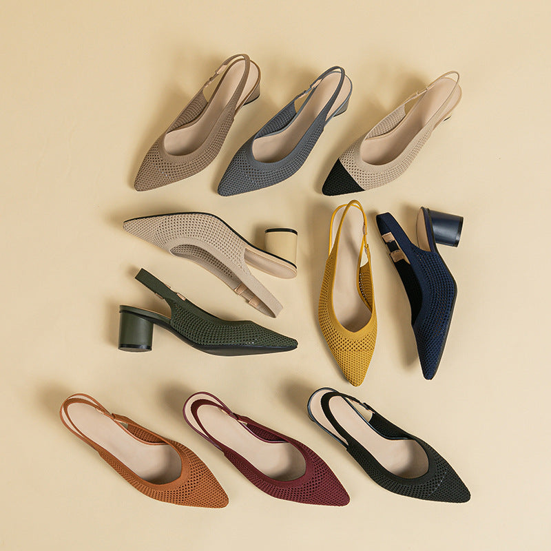 Sandales été ajouré tricoté léger confortable élastique pour femme