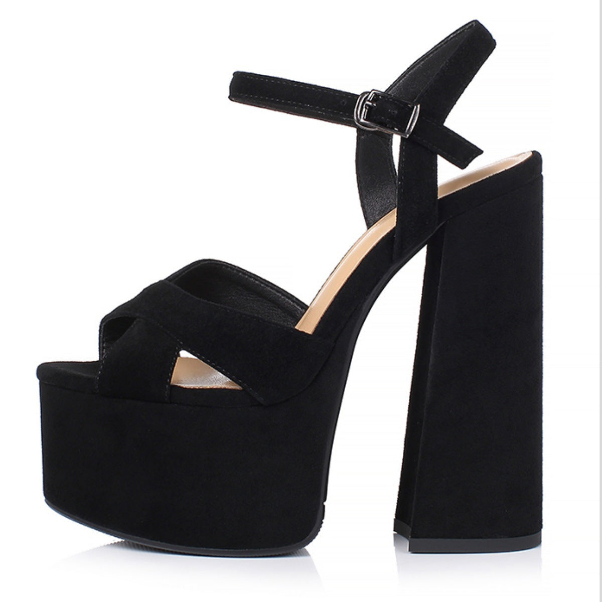 Sandales en cuir plateforme talon épais élégant été pour femme