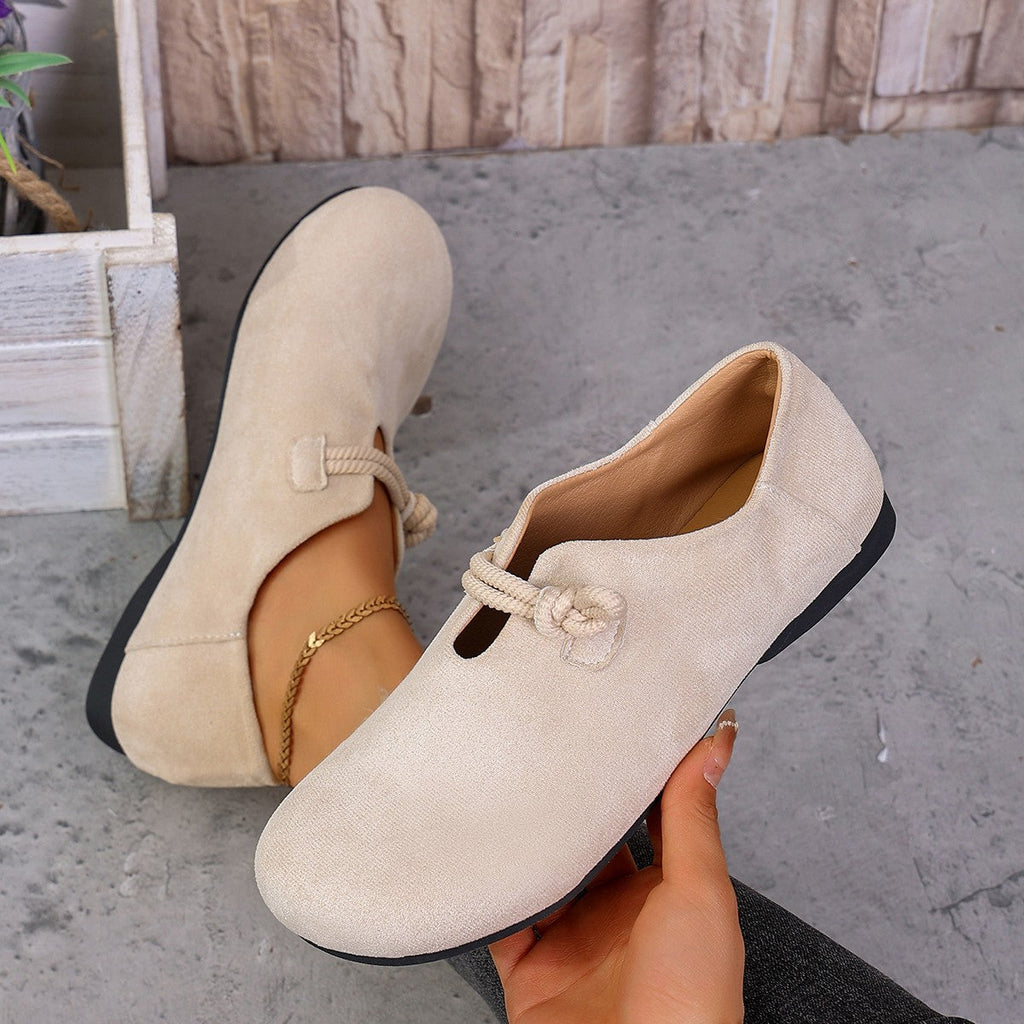 Ballerines confortable rond bout sans lacets couleur unie pour femme