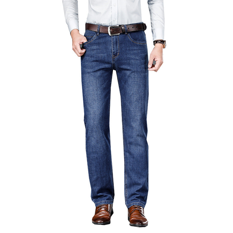 Men's Loose Straight Business Washed Jeans Smart Casual Denim Style - LAKD London