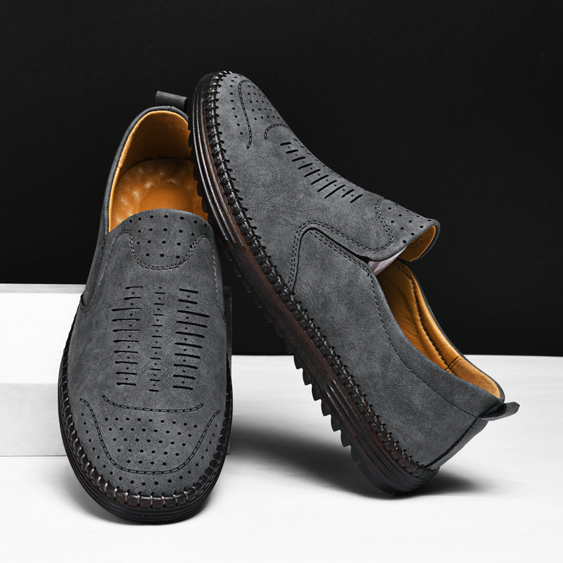 Men's Outdoor Suede Leather Casual Flat Slip On Shoes - LAKD London