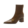 Bottes talon épais automne hiver extensible pointu high pour femme
