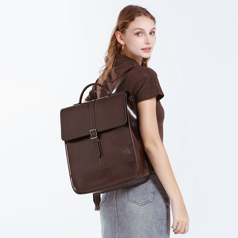 Women's British Style Waterproof Leather Travel Backpack Vintage - LAKD London