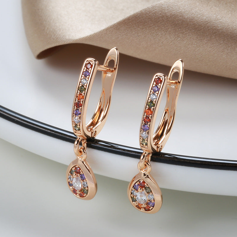 Women's Premium Rose Gold Geometric Design Heart Stud Earrings - LAKD London