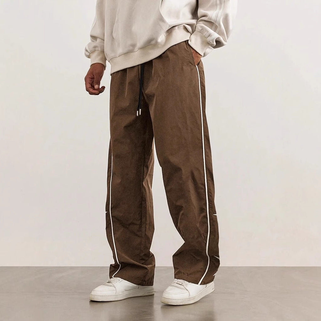 Men's Embroidered Street Retro Trousers Straight Leg Casual Style Wear - LAKD London