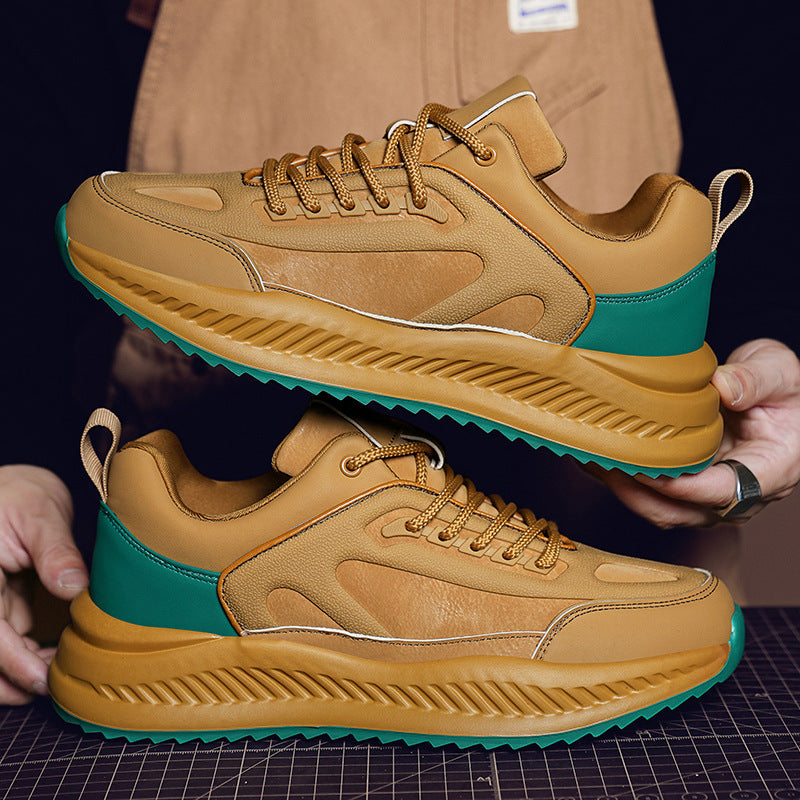 Baskets léger plateforme en cuir décontracté confortable sport pour homme