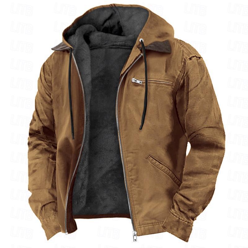 Men's Fleece Hooded Zip Jacket Warm Casual Winter Coat - LAKD London