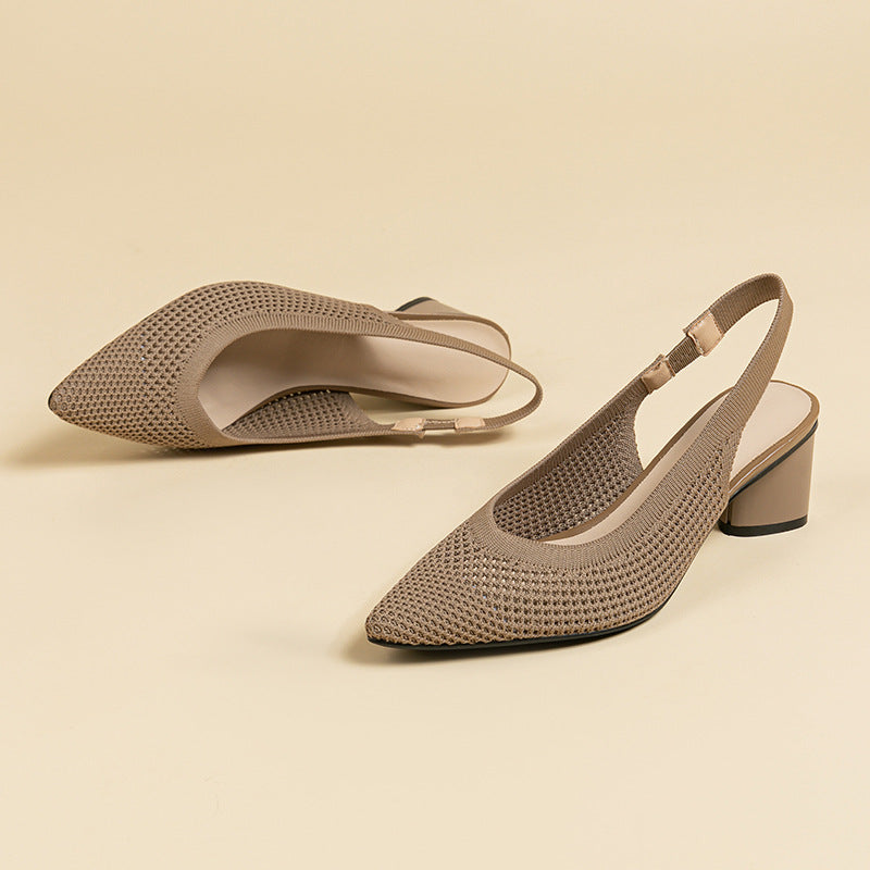 Sandales été ajouré tricoté léger confortable élastique pour femme