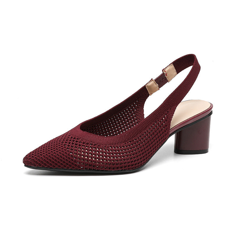 Sandales été ajouré tricoté léger confortable élastique pour femme