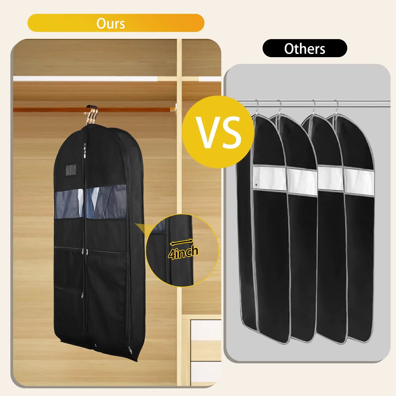 BowLift | Travel Dresses Garment Bag for Travel | Double-Sided Zipper & XXL Pockets | Breathable & Transparent | 43 inch Hanging Suit Organizer