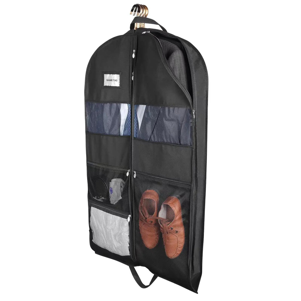 BowLift | Travel Dresses Garment Bag for Travel | Double-Sided Zipper & XXL Pockets | Breathable & Transparent | 43 inch Hanging Suit Organizer