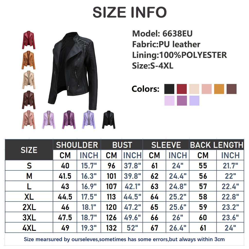 Veste délavé en cuir PU motard chic pour femme