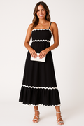 Robe contrasté bordure à brides maxi fines bretelles été pour femme