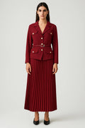 Blazer tailleur croisé plissé midi skirt pour femme