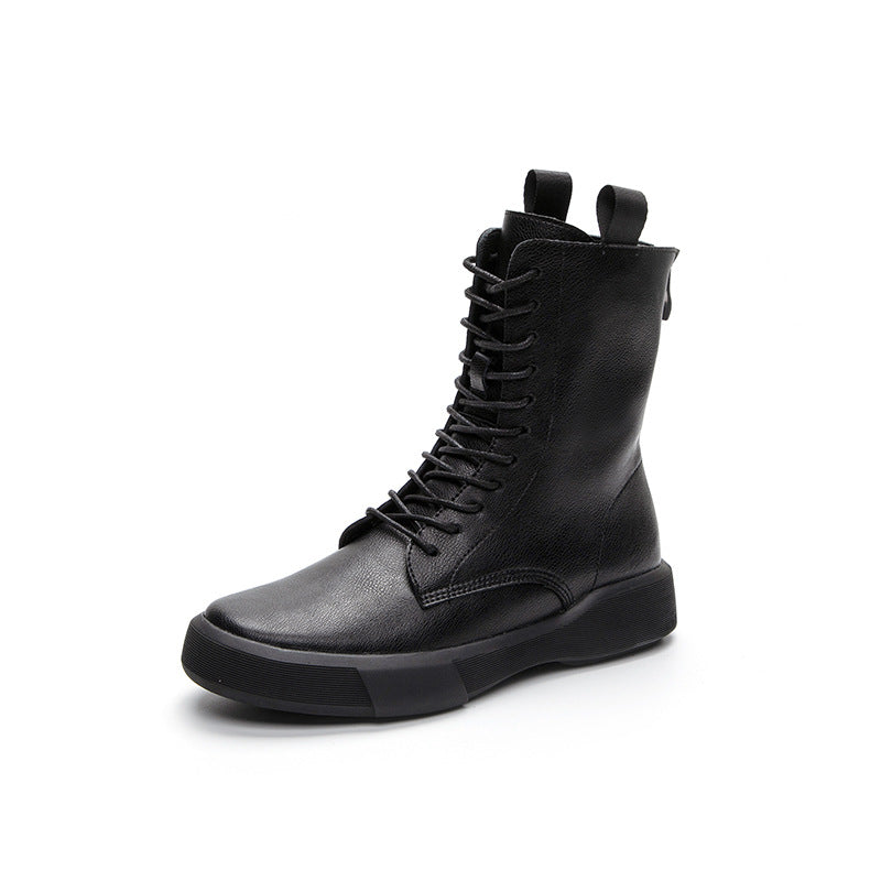 Bottines rétro en cuir à lacets cheville doux pour femme