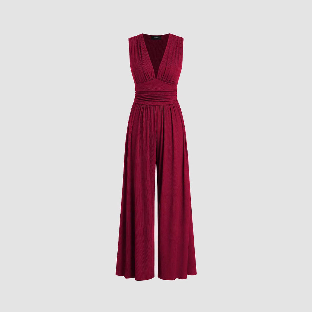 Combinaison sans manches tricoté midi jambes larges été bureau pour femme