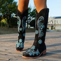 Bottes cowboy grande taille brodé chic style western pour femme