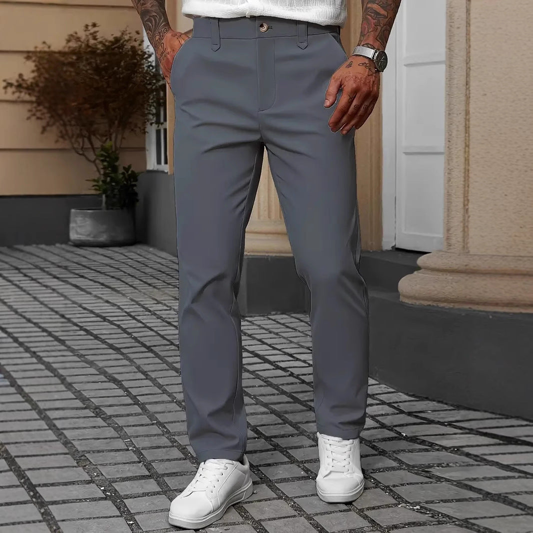 Pantalon couleur unie professionnel chic décontracté pour homme