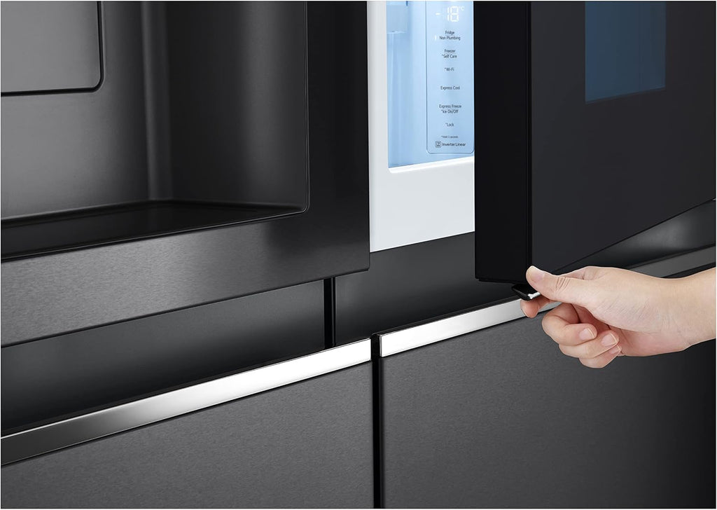 2026 LG GSXV91MCAF Réfrigérateur combiné - Side by Side, 635L, InstaView, Total No-Frost, Compartiment congélation, Distributeur d'eau et glace UVnano, Compresseur Inverter Linear, Wi-Fi, Noir, Classe F