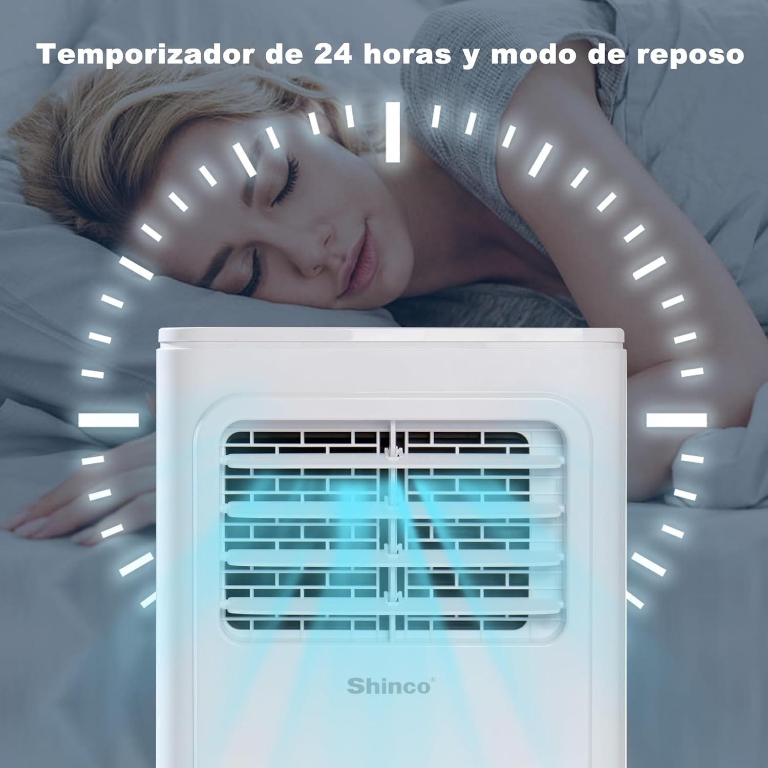 2026 SHINCO Climatiseur mobile, 7000 BTU 2,05kW, Refroidir&Ventilation&Déshumidification, taille de la pièce jusqu'à 54m³(18㎡), Climatiseur mobile avec tuyau d'évacuation et tuyau de vidange, mode sommeil
