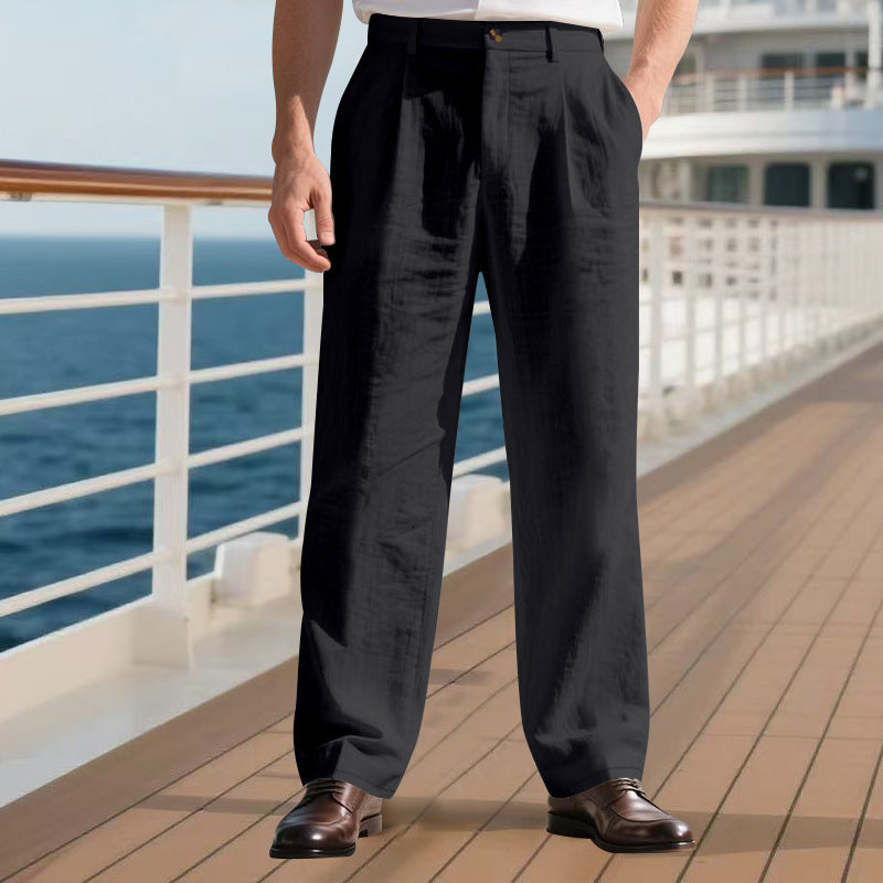 Pantalon droit en lin professionnel confortable élégance pour homme