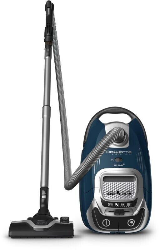 2026 ROWENTA Silence Force Effitech Aspirateur avec Sac, Silencieux 57 DB(A), Basse consommation, Haute Filtration, Rayon d'action 12 m, Fabriqué en France RO7451EA, Bleu