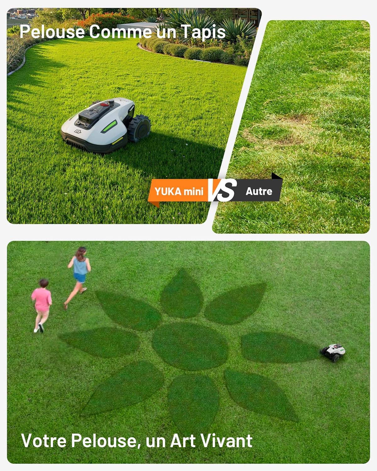 2026 MAMMOTION YUKA Mini 500 Robot Tondeuse sans Fil Périphérique, NetRTK+Vision, Aucune Antenne RTK Requise, Recommandé 500 m², Max. 700 m², Pente à 50%, Cartographie Automatique, avec Module 4G