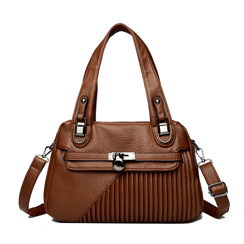Sac bandoulière tendance grande capacité coutures carré PU pour femme