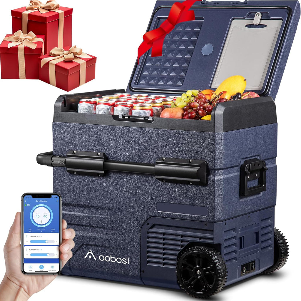 2026 115L Glaciere Electrique Double Zone,Glaciere a Compression WiFi APP,12 V/24 V et 100-240 V Frigo Camping,-20 ℃ à 20 ℃,pour Voiture,Camion,Bateau,Camping,Car,Caravanes,Voyageant,Maison