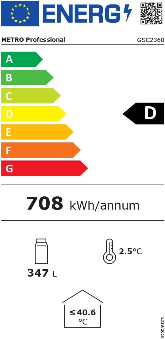 2026 METRO Professional Réfrigérateur à Boissons GSC2360B, Acier/Verre, 62 x 63.6 x 175.3 cm, 347 L, avec Serrure, Noir