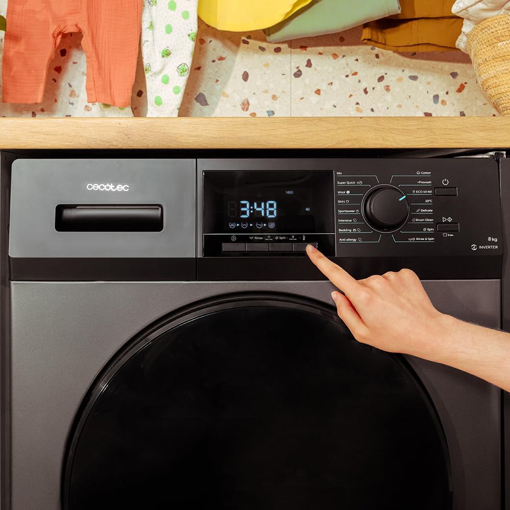 2026 Cecotec Lave-Linge 9Kg Chargement Frontal Bolero Dresscode 9410 Inverter A. 1900W, 1400 tr/min Réglable, 16 Programmes, Faible Consommation d'Énergie, Vapeur, Stérilisation du Linge